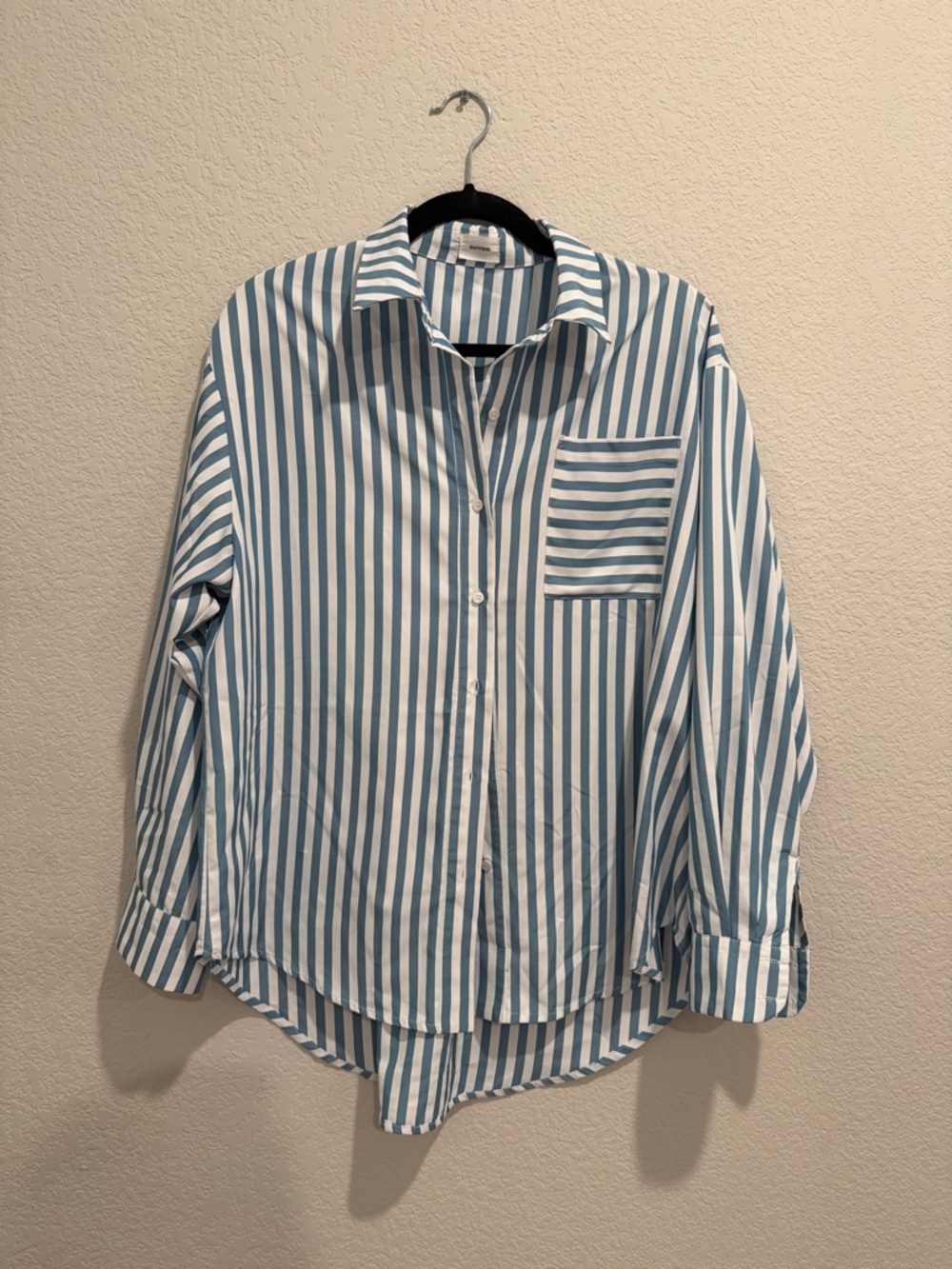 AUREUM Sky Blue and White Striped Shirt